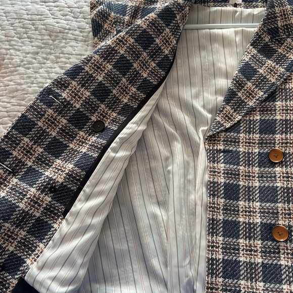 VERONICA BEARD Women's Enzo Dickey Double-Breasted Vest Size L in Plaid Blue - Picture 7 of 11